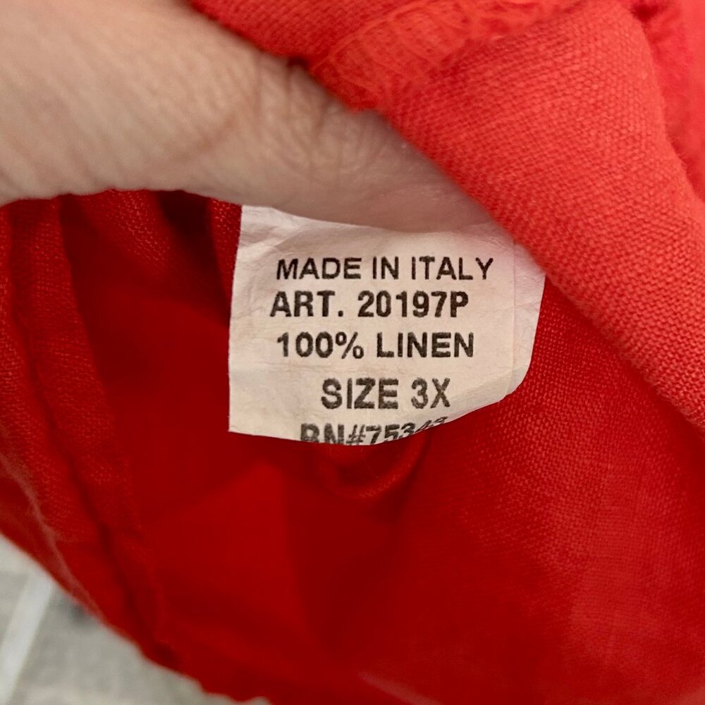 SAIPH 100% Italian Linen Dolman Sleeve Tunic Top Lagenlook Poppy Runs Like Sz 1X - Picture 8 of 10